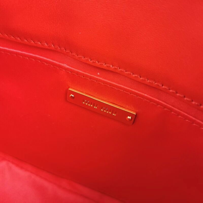 miu miu Matelasse Nappa Leather Shoulder Bag 5BD188 red