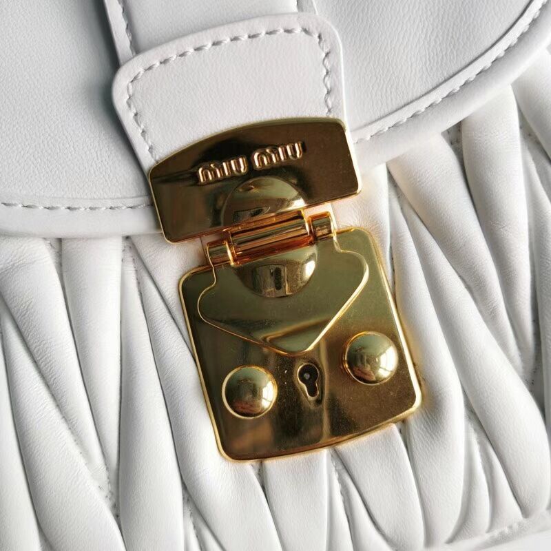 miu miu Matelasse Nappa Leather Shoulder Bag 5BD188 white