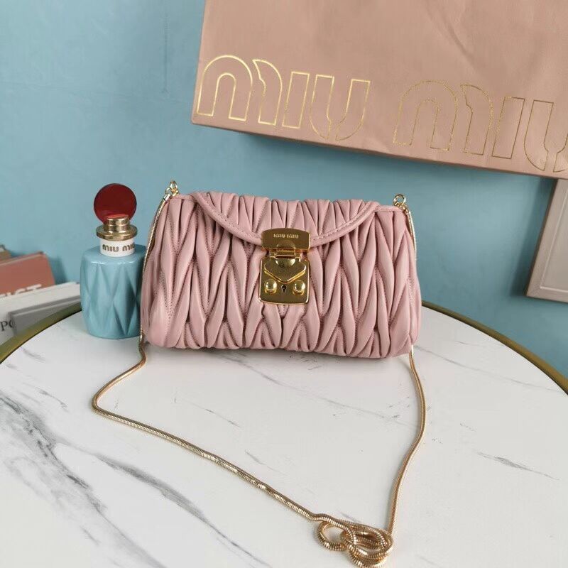 miu miu Matelasse Nappa Leather mini Shoulder Bag 5BD196 pink