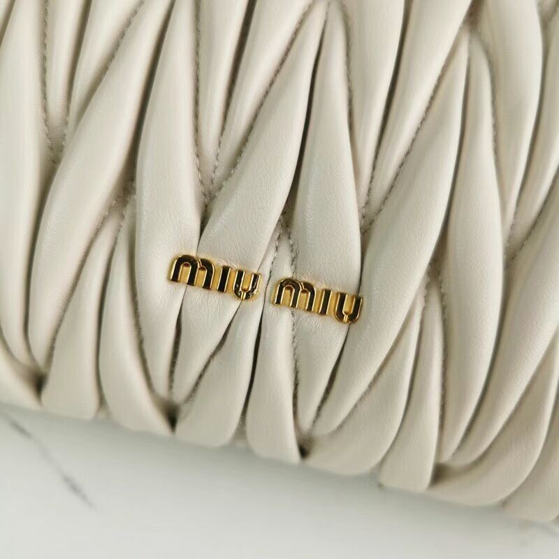 miu miu Matelasse Nappa Leather mini Shoulder Bag 5BD196 white