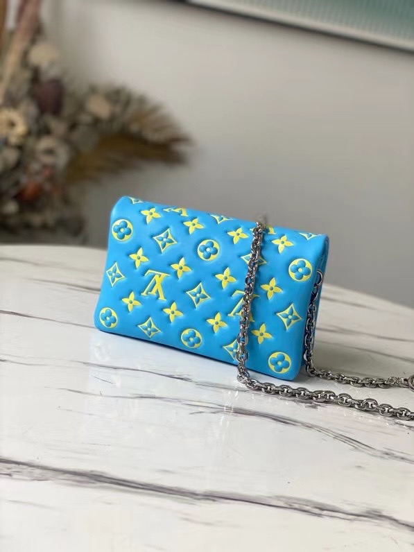 Louis Vuitton POCHETTE COUSSIN M80744 Mint Green & Yellow