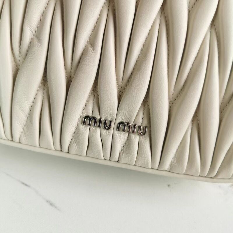 miu miu Matelasse Nappa Leather mini Shoulder Bag 5BH200 Silver