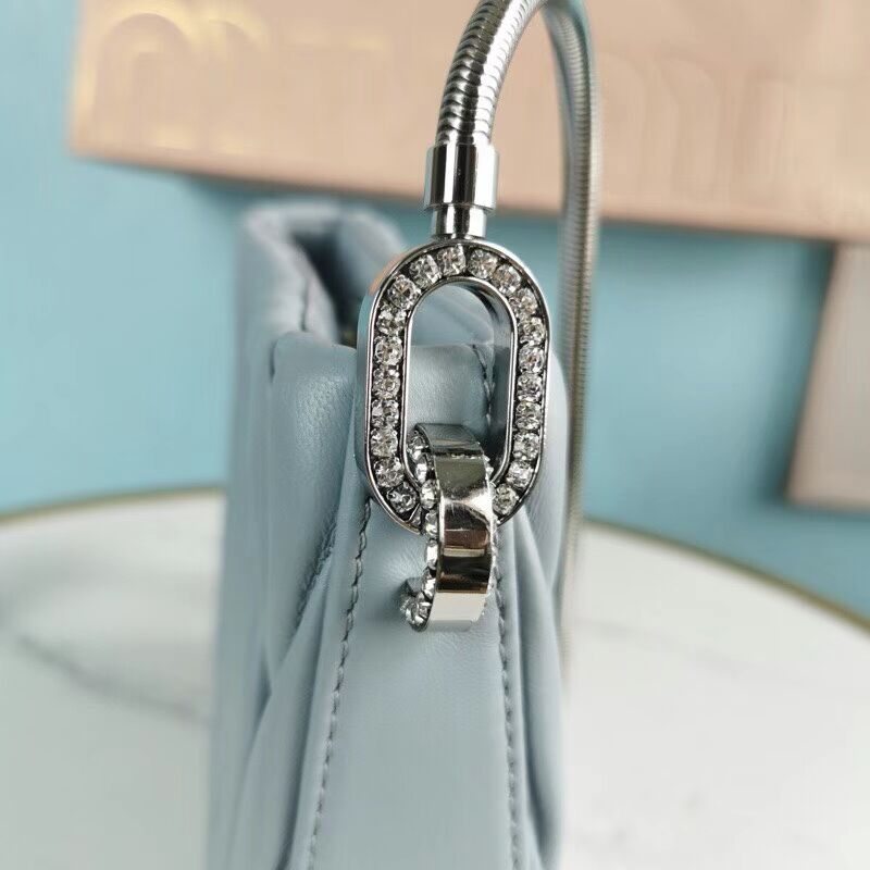 miu miu Matelasse Nappa Leather mini Shoulder Bag 5BH200 light blue