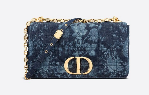 LARGE DIOR CARO BAG Blue Dior Flowers Cannage Denim M9243UJ