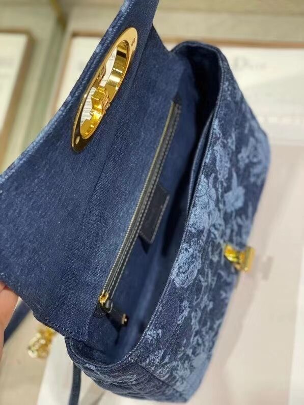 MEDIUM DIOR CARO BAG Blue Dior Flowers Cannage Denim M9243UJ