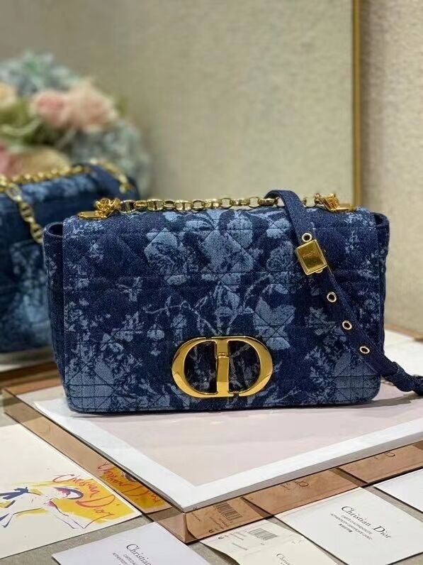 MEDIUM DIOR CARO BAG Blue Dior Flowers Cannage Denim M9243UJ