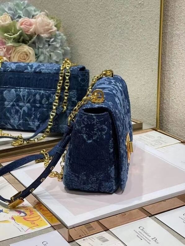 MEDIUM DIOR CARO BAG Blue Dior Flowers Cannage Denim M9243UJ