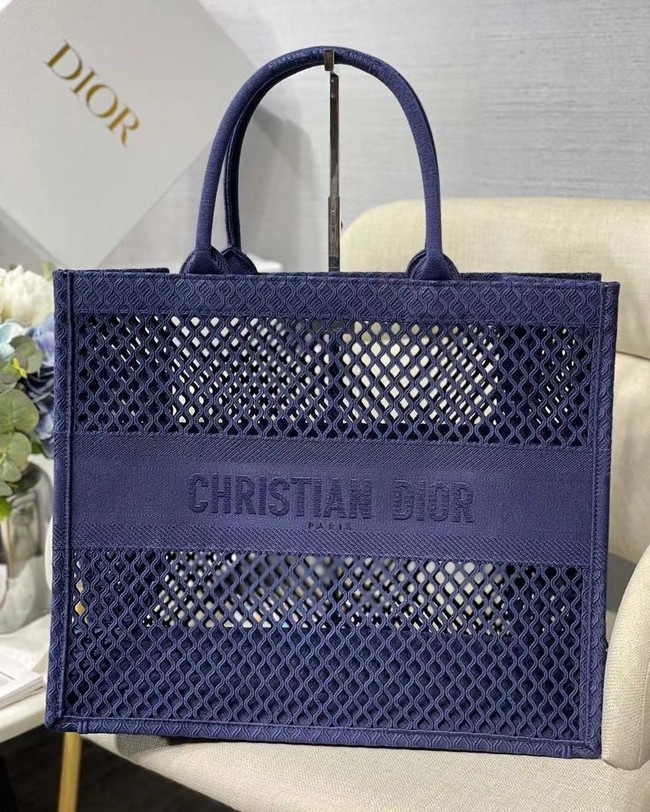 DIOR BOOK TOTE Blue Mesh Embroidery M1286ZW