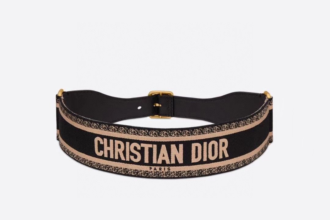 Dior Belt 65 mm Embroidered Canvas M928 Blue & Cream