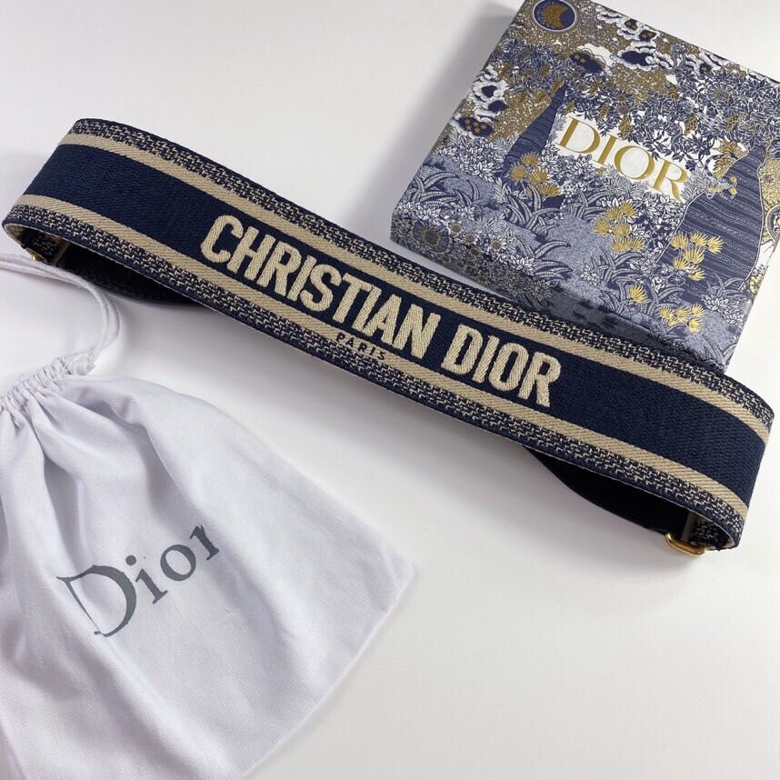 Dior Belt Embroidered Canvas M929 Blue & Cream