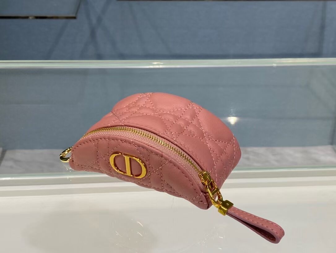 DETACHABLE DIOR CARO HALF-MOON COIN PURSE S5033U PINK