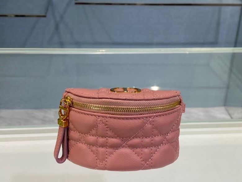 DETACHABLE DIOR CARO HALF-MOON COIN PURSE S5033U PINK