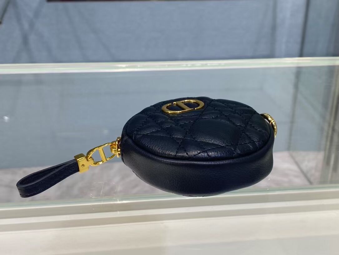 DETACHABLE DIOR CARO ROUND COIN PURSE S5035U Black