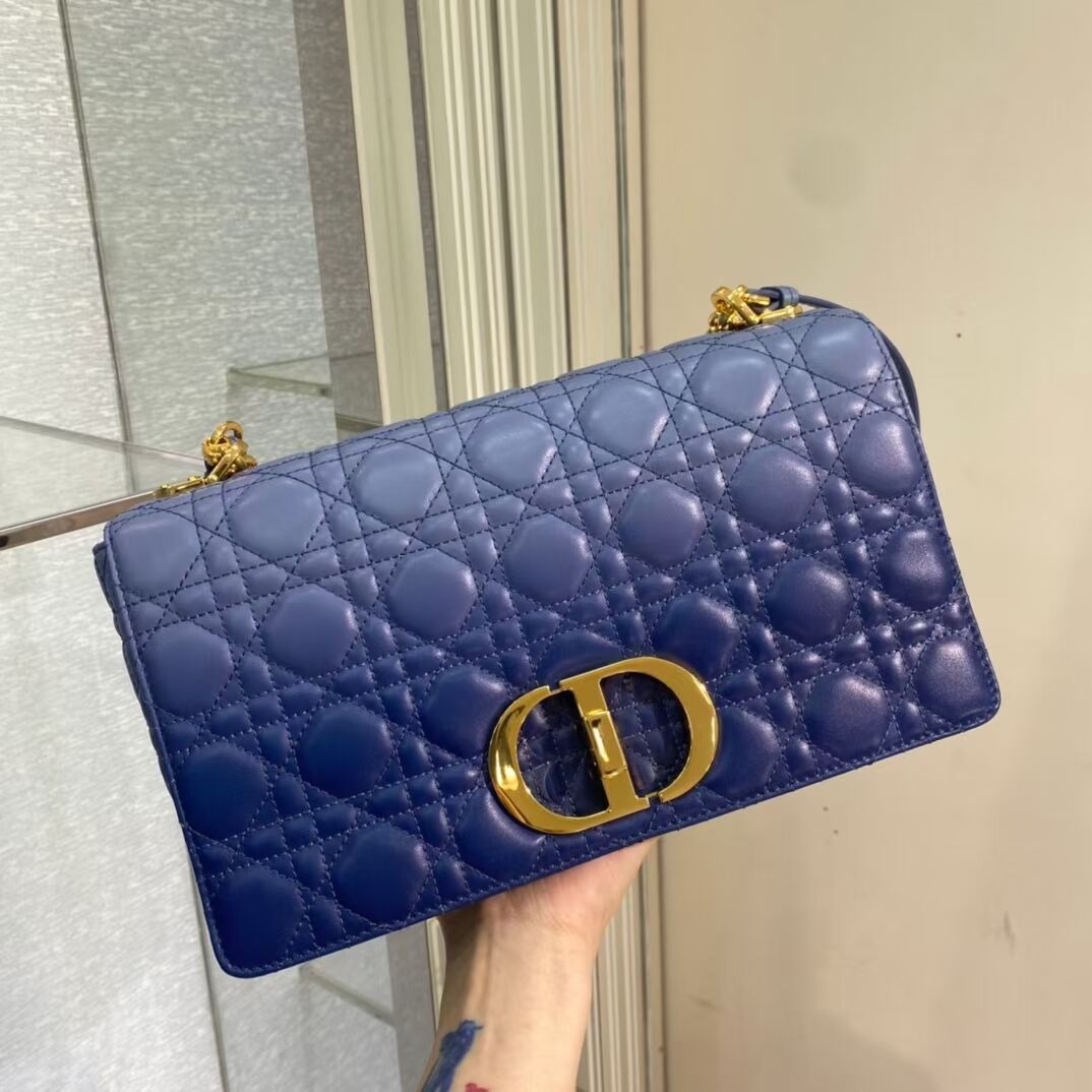 LARGE DIOR CARO BAG Indigo Blue Gradient Cannage Lambskin M9243U