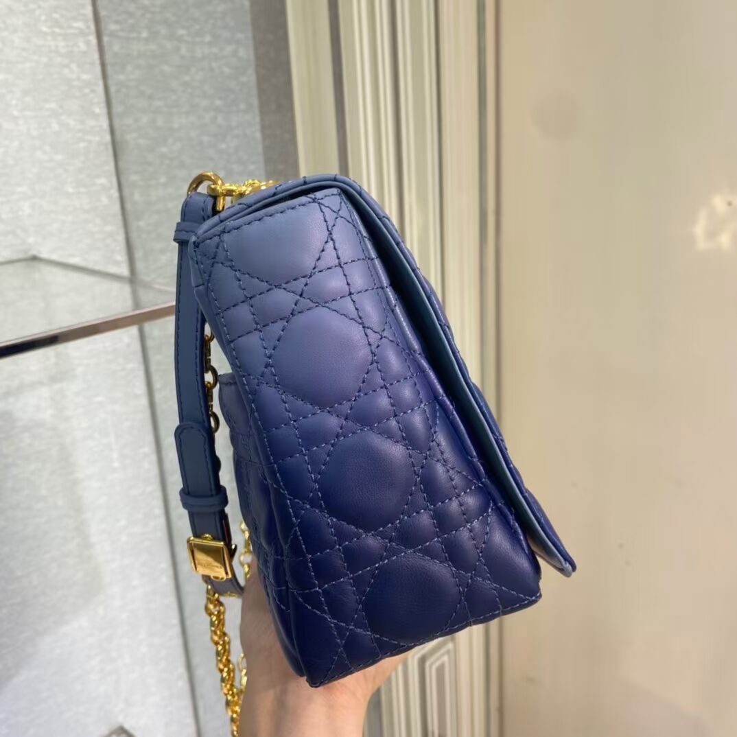 LARGE DIOR CARO BAG Indigo Blue Gradient Cannage Lambskin M9243U