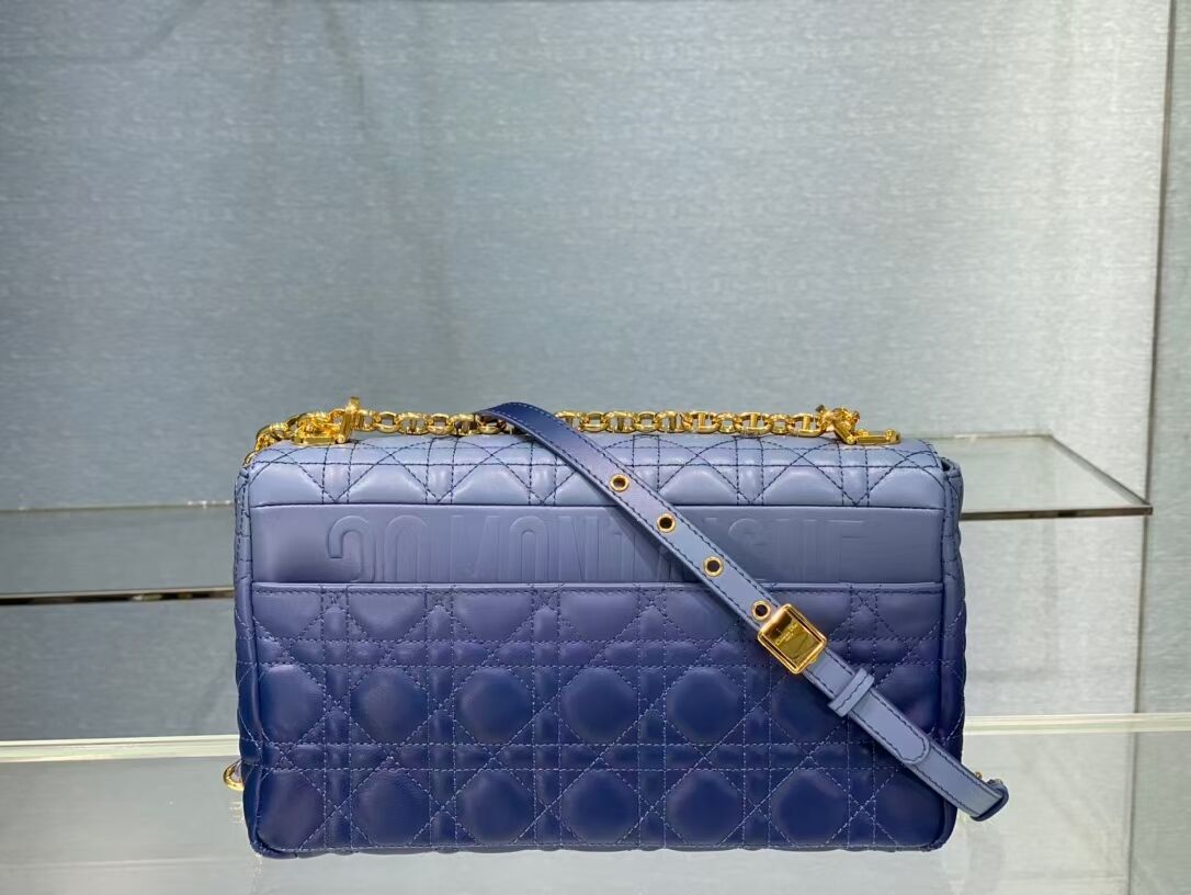 LARGE DIOR CARO BAG Indigo Blue Gradient Cannage Lambskin M9243U