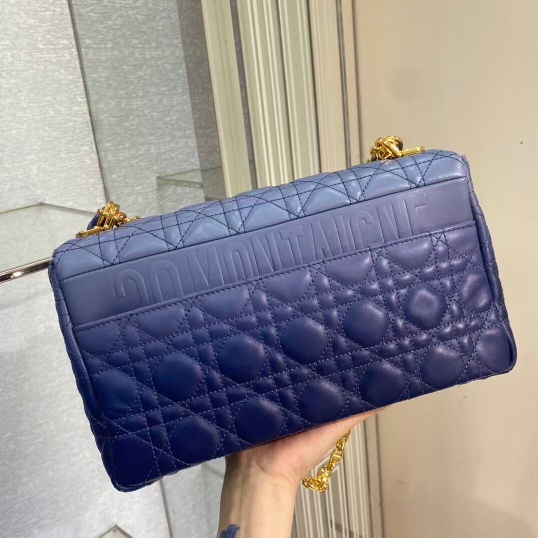 LARGE DIOR CARO BAG Indigo Blue Gradient Cannage Lambskin M9243U