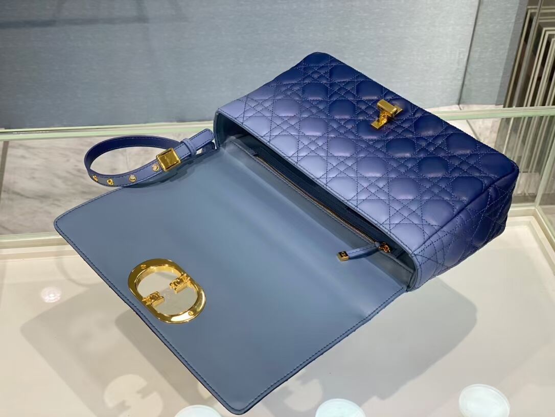 LARGE DIOR CARO BAG Indigo Blue Gradient Cannage Lambskin M9243U