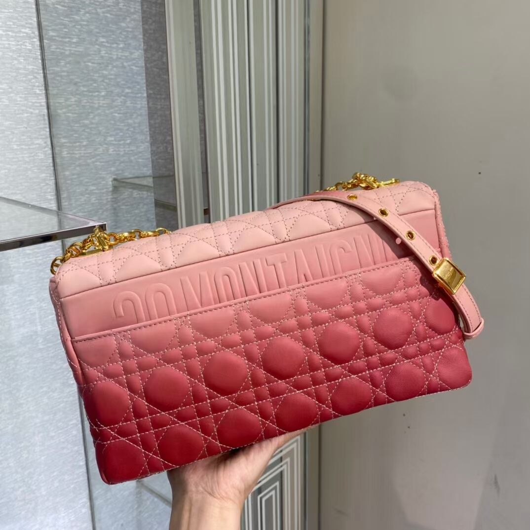 LARGE DIOR CARO BAG Indigo pink Gradient Cannage Lambskin M9243U