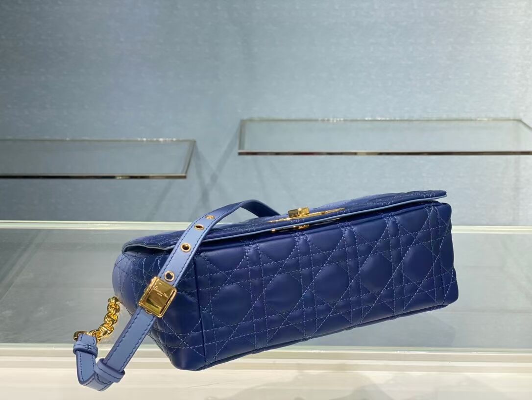 MEDIUM DIOR CARO BAG Soft Cannage Calfskin C8618 blue