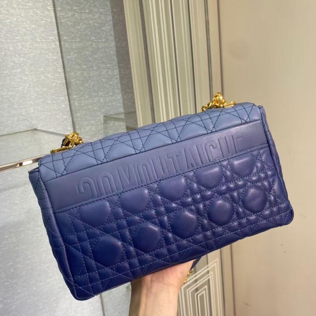 MEDIUM DIOR CARO BAG Soft Cannage Calfskin C8618 blue