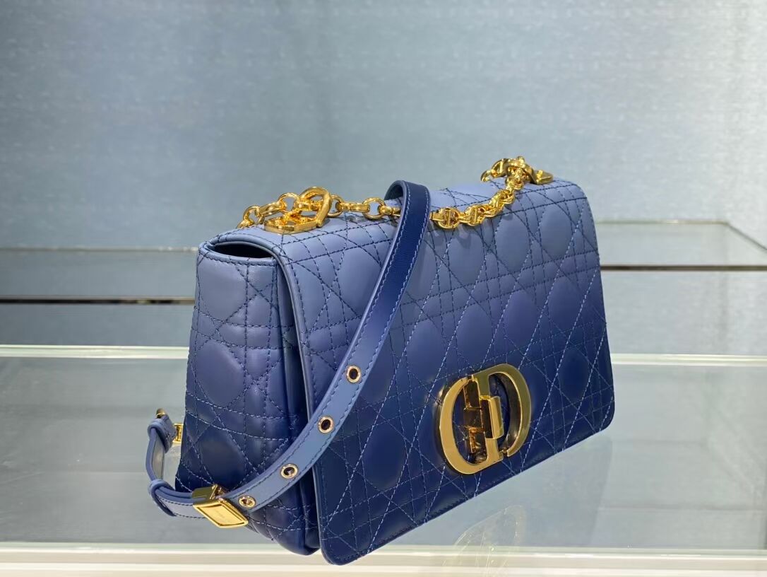 MEDIUM DIOR CARO BAG Soft Cannage Calfskin C8618 blue