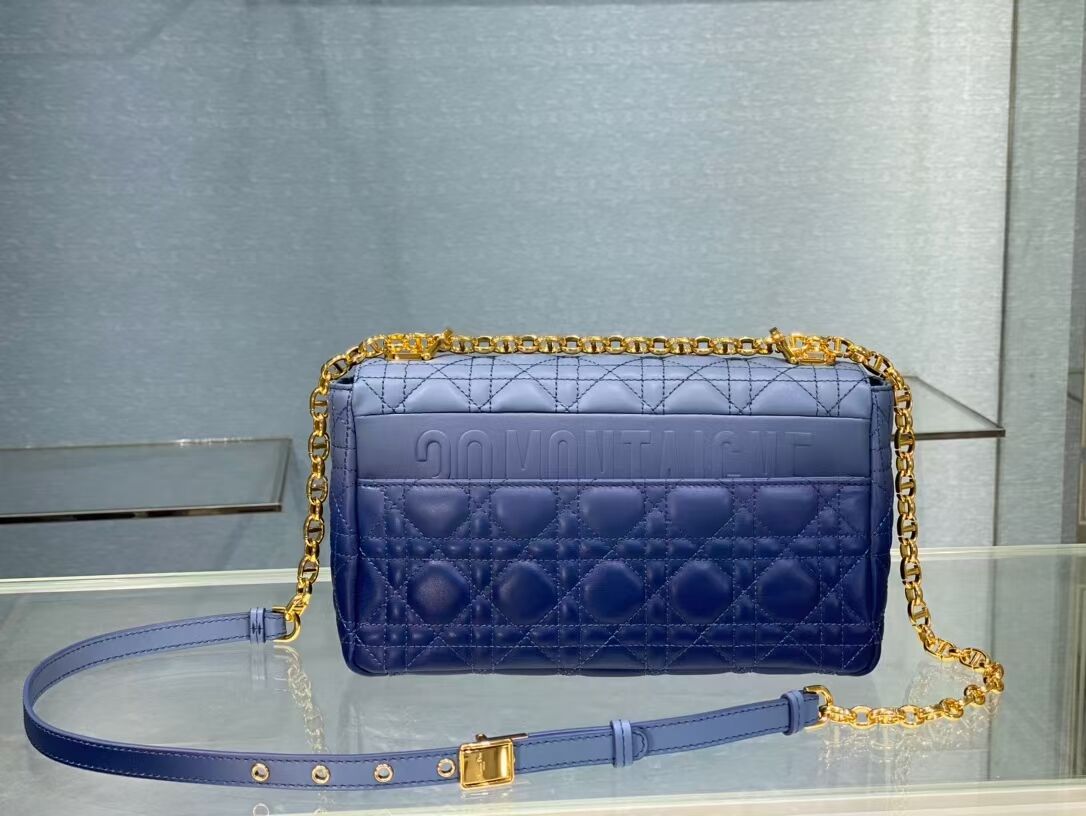 MEDIUM DIOR CARO BAG Soft Cannage Calfskin C8618 blue