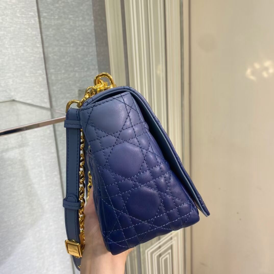 MEDIUM DIOR CARO BAG Soft Cannage Calfskin C8618 blue