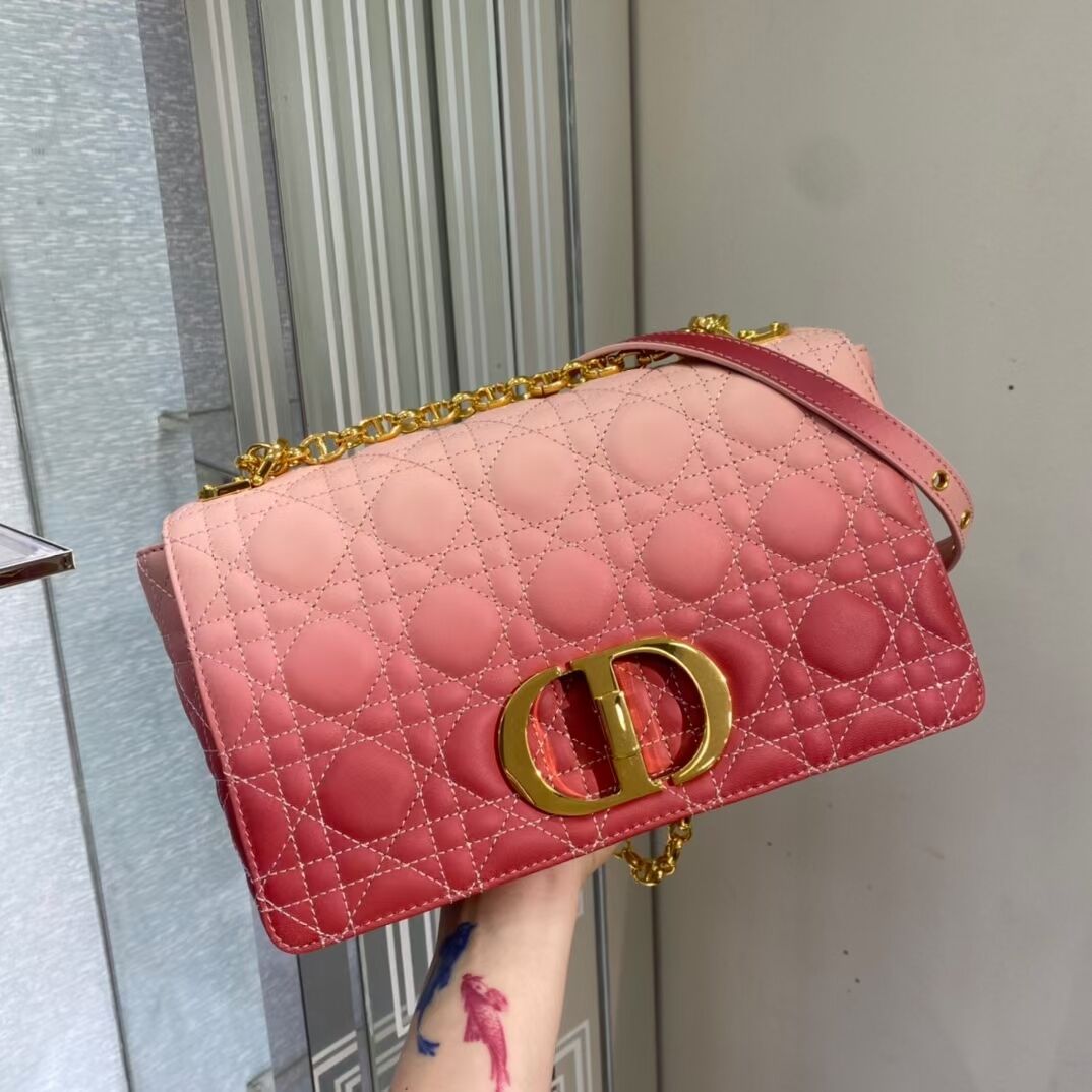 MEDIUM DIOR CARO BAG Soft Cannage Calfskin C8618 pink