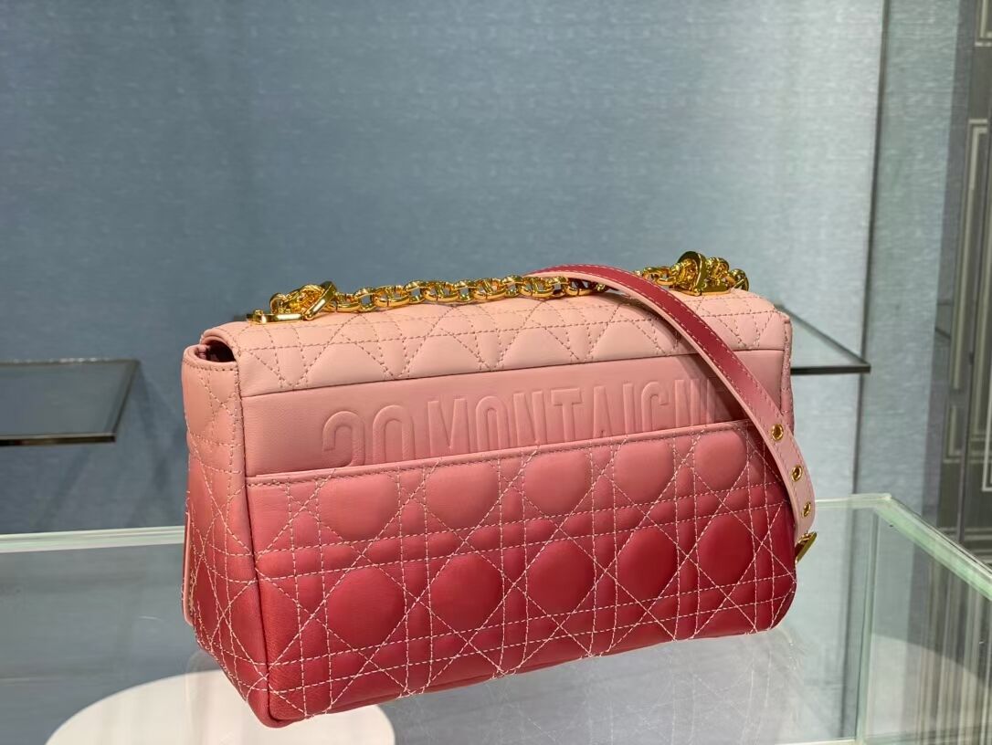 MEDIUM DIOR CARO BAG Soft Cannage Calfskin C8618 pink