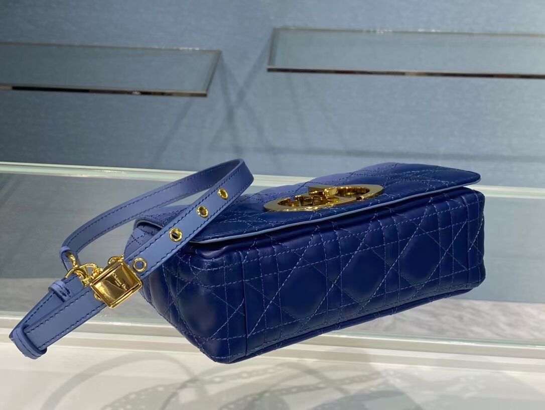 SMALL DIOR CARO BAG Indigo Blue Gradient Cannage Lambskin M9241