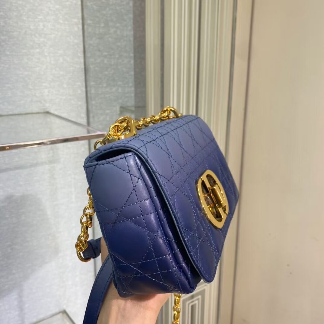 SMALL DIOR CARO BAG Indigo Blue Gradient Cannage Lambskin M9241