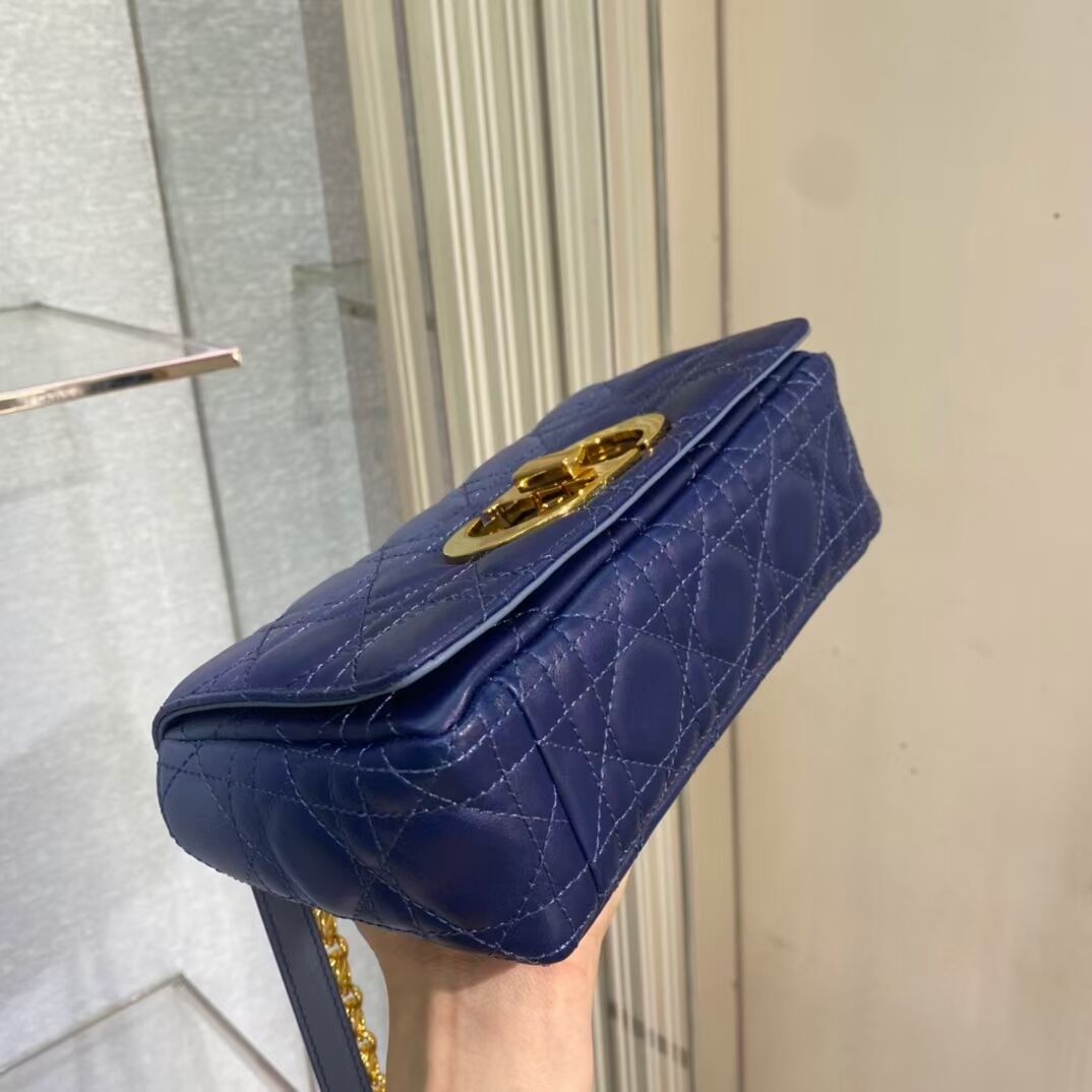 SMALL DIOR CARO BAG Indigo Blue Gradient Cannage Lambskin M9241