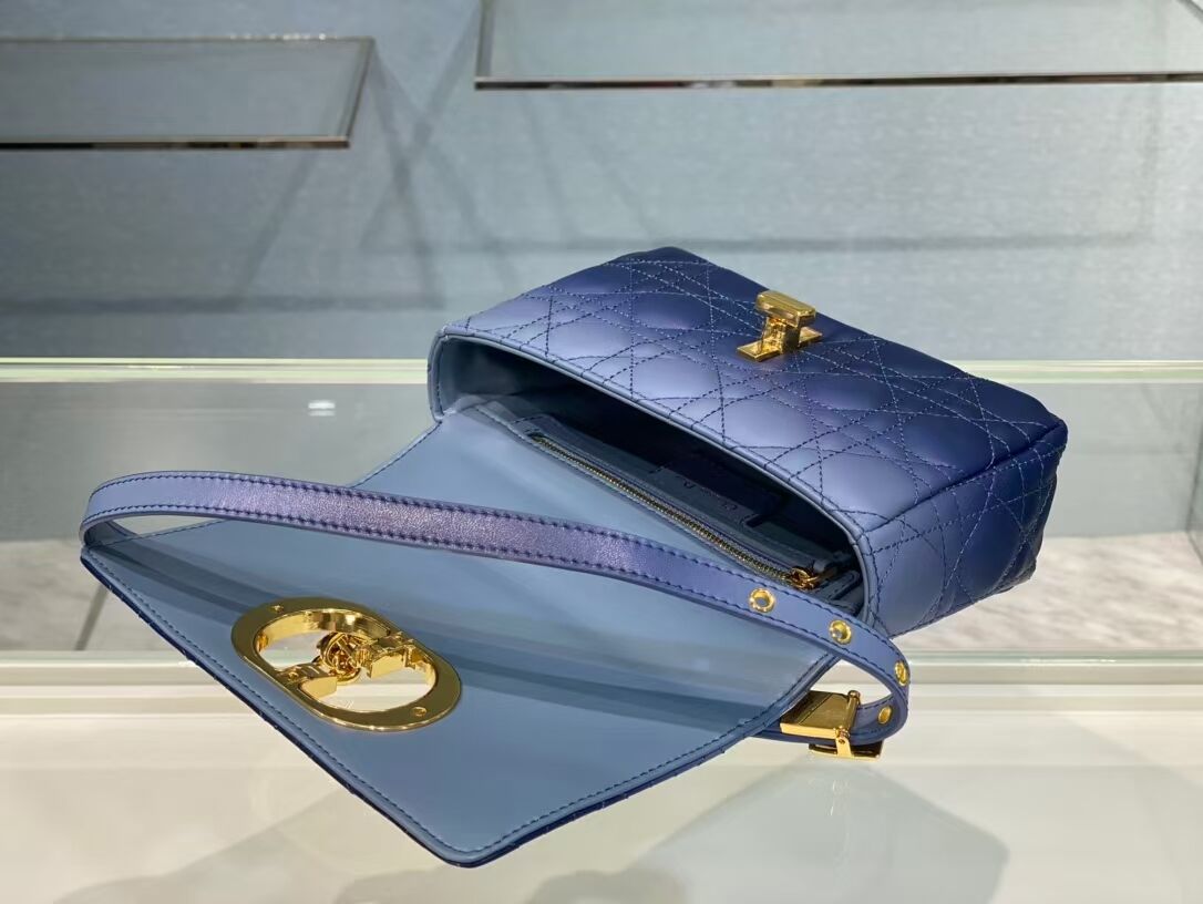 SMALL DIOR CARO BAG Indigo Blue Gradient Cannage Lambskin M9241