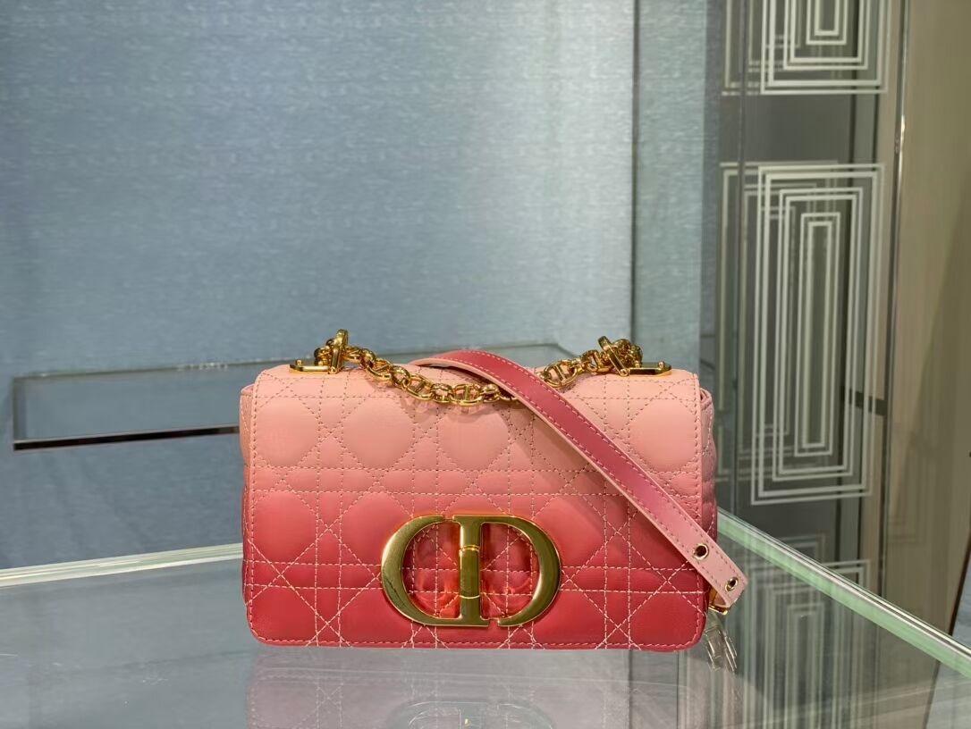 SMALL DIOR CARO BAG Pink Gradient Cannage Lambskin M9241