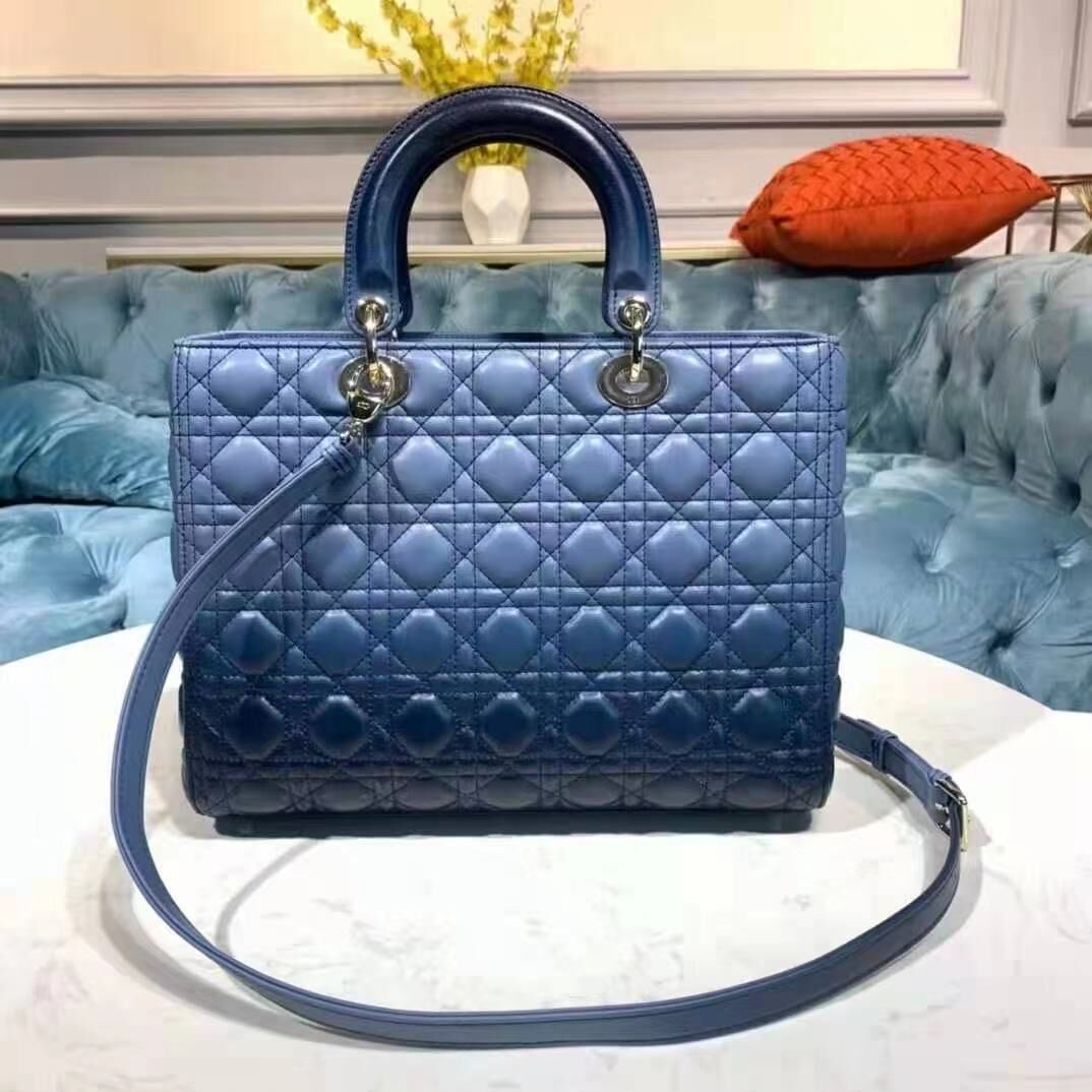 DIOR LADY BAG Blue Gradient Cannage Lambskin M0567 Blue