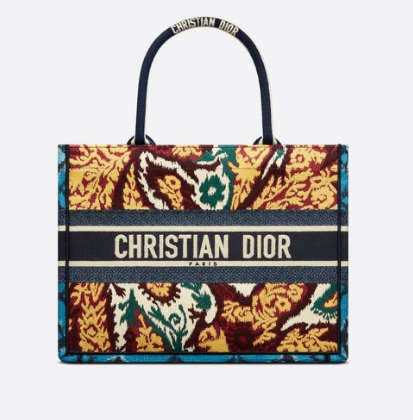 SMALL DIOR BOOK TOTE Blue Multicolor Dior Paisley Embroidery M1296ZJ