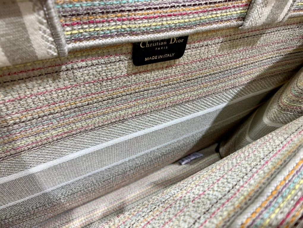 SMALL DIOR BOOK TOTE Multicolor Stripes Embroidery M1296ZRF