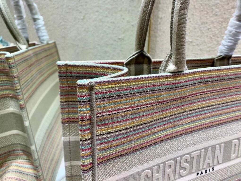 SMALL DIOR BOOK TOTE Multicolor Stripes Embroidery M1296ZRF