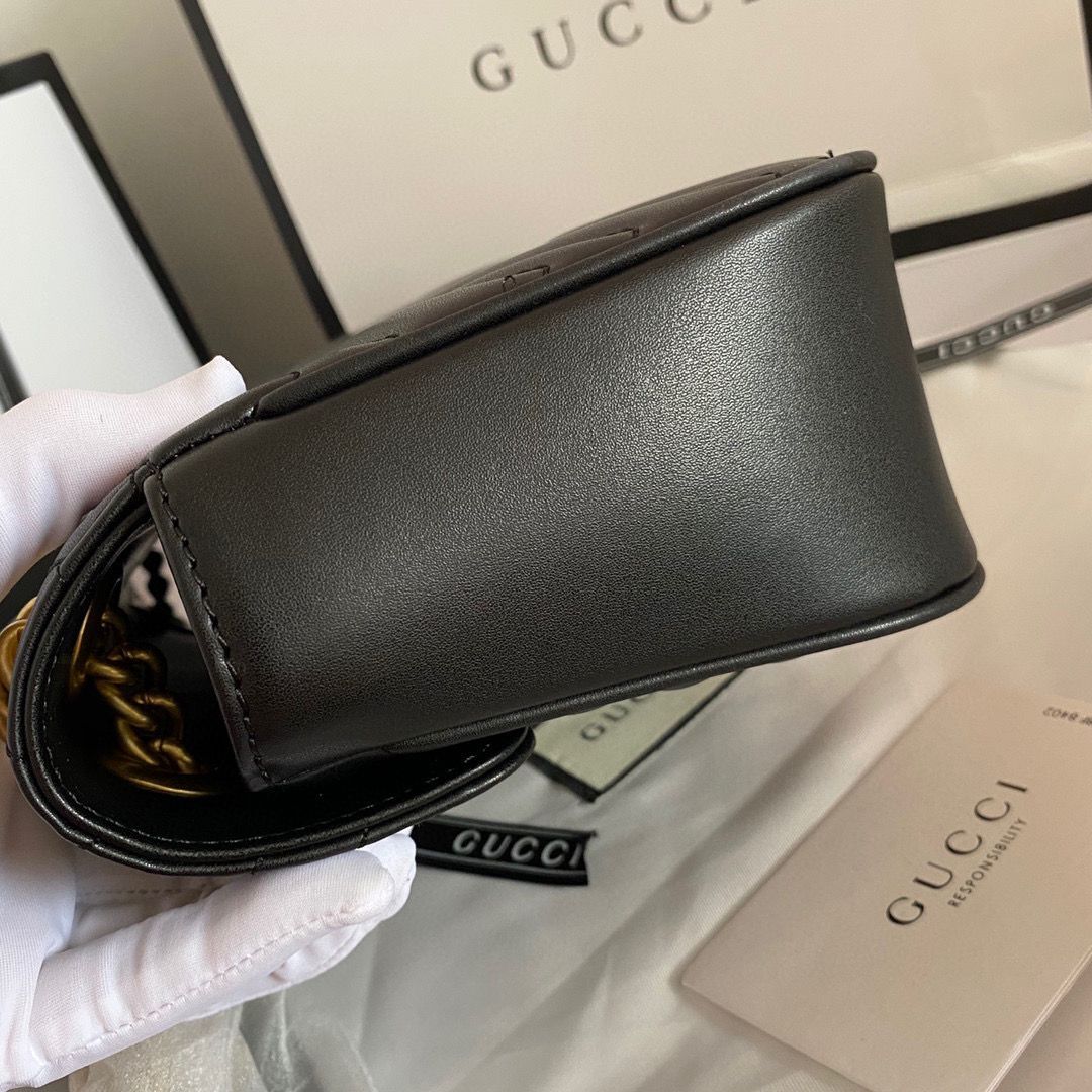 Gucci GG Marmont Original Leather matelasse shoulder bag 443497 Black