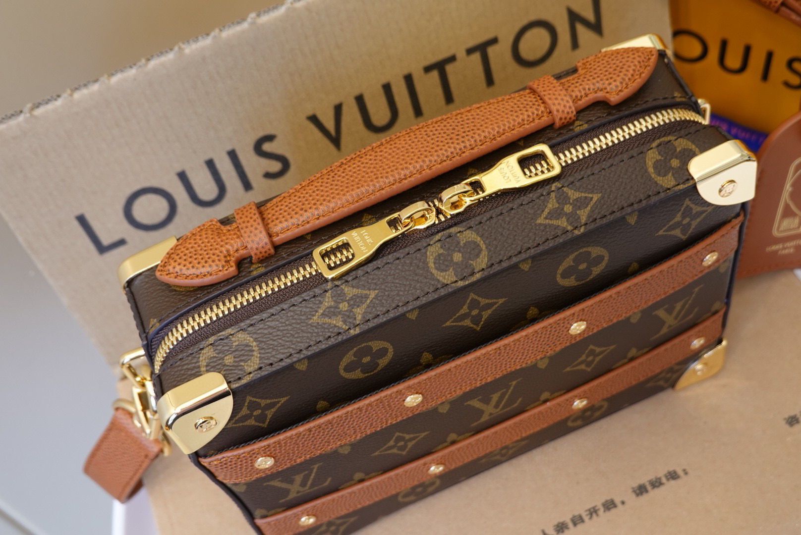 Louis Vuitton Monogram Canvas Handle Trunk Original Leather Bag M45785 Brown