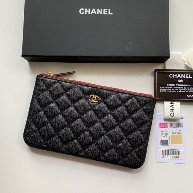 CHANEL 19 Caviar Original Leather Carry on bag AP1060 black