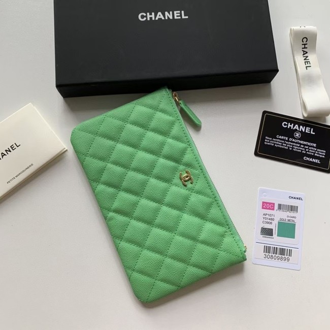 CHANEL 19 Caviar Original Leather Carry on bag AP1060 green