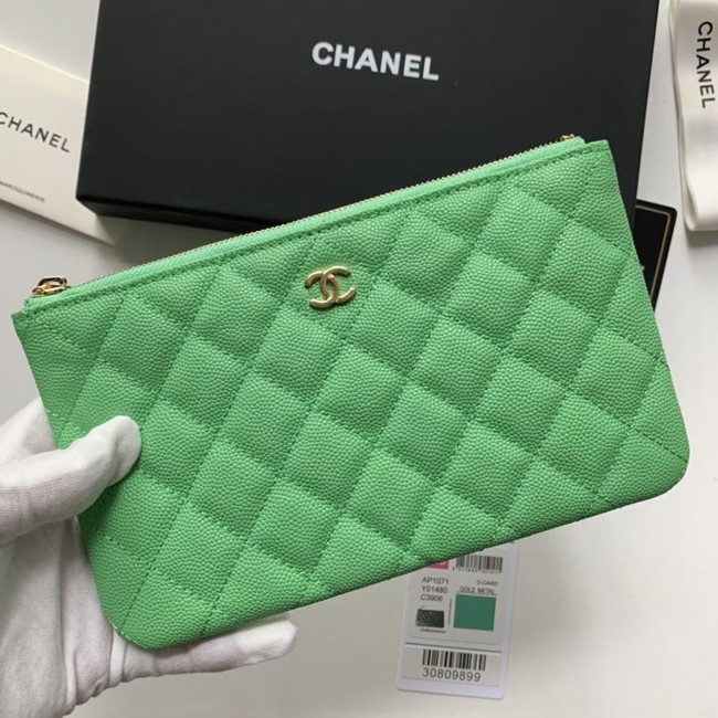 CHANEL 19 Caviar Original Leather Carry on bag AP1060 green