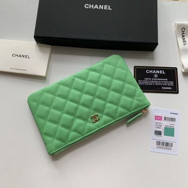 CHANEL 19 Caviar Original Leather Carry on bag AP1060 green