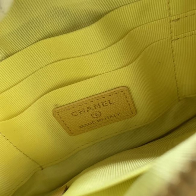 CHANEL 19 Caviar Original Leather Carry on bag AP1060 yellow