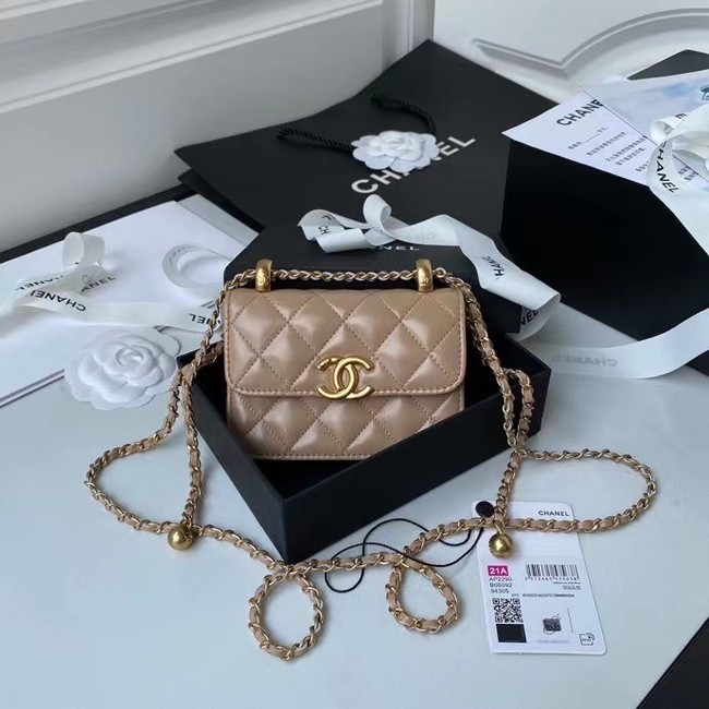 CHANEL mini wallet on chain AP2290 brown