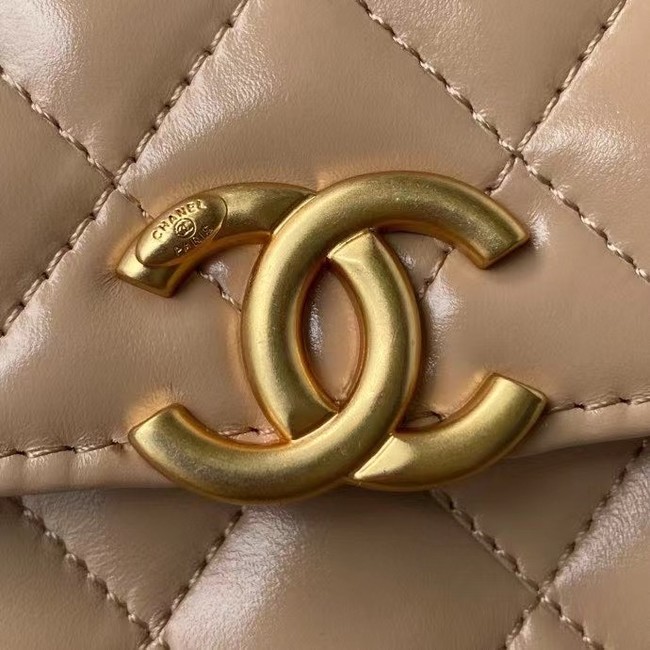 CHANEL mini wallet on chain AP2290 brown