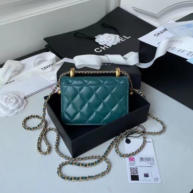 CHANEL mini wallet on chain AP2290 green