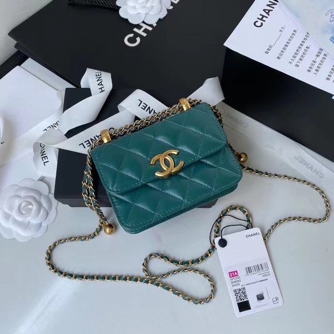 CHANEL mini wallet on chain AP2290 green